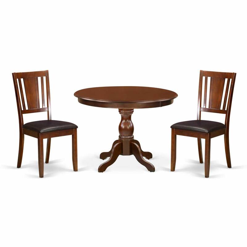 3-Piece Mahogany Finish Solid Wood Top - Dining Room Set - Seats 4