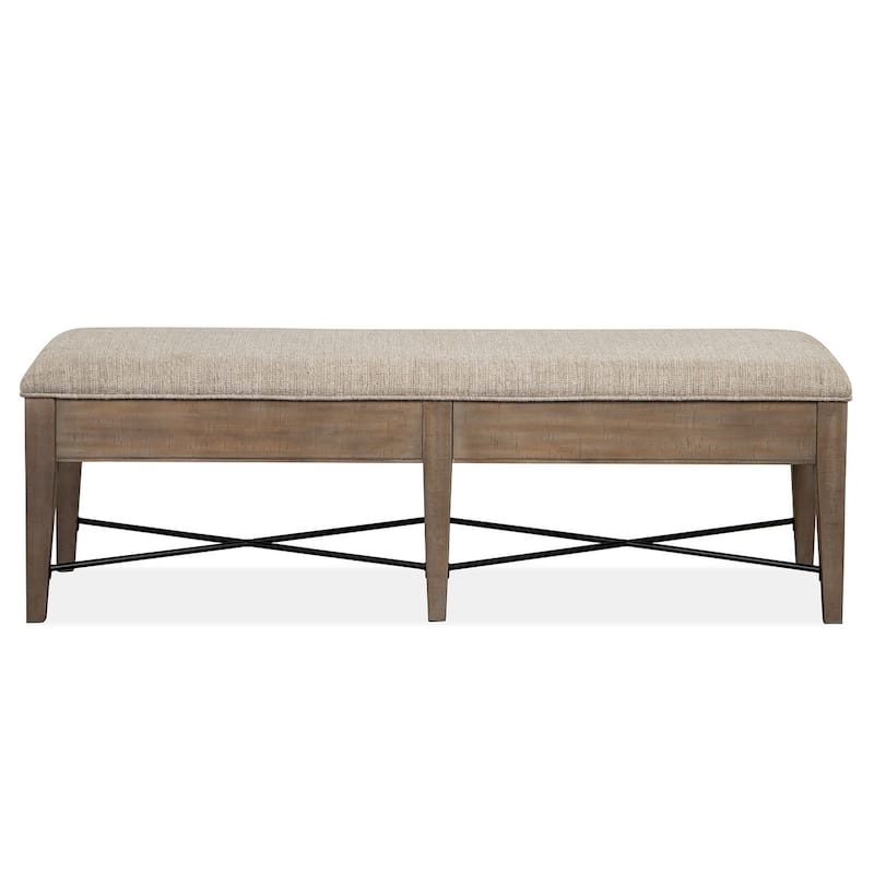 Magnussen Home Paxton Place Dovetail Grey Upholstered Bench - 58''W x 17''D x 19''H