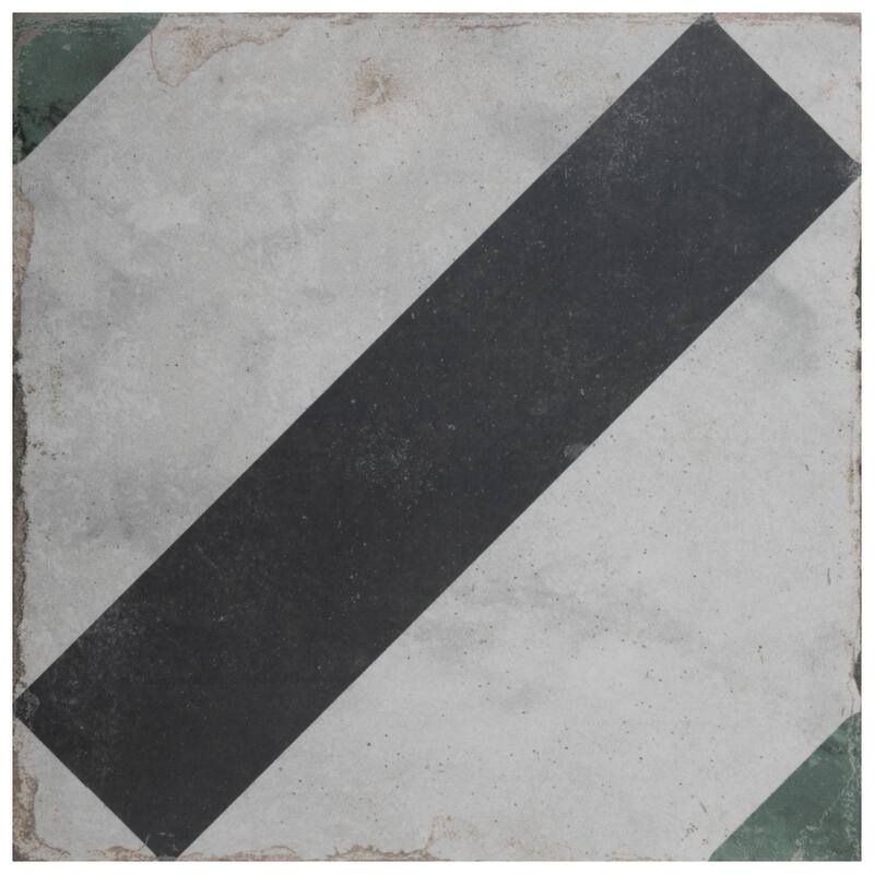Merola Tile Renaissance Deco Emerald Frame 7-7/8" x 7-7/8" Porcelain Floor and Wall Tile