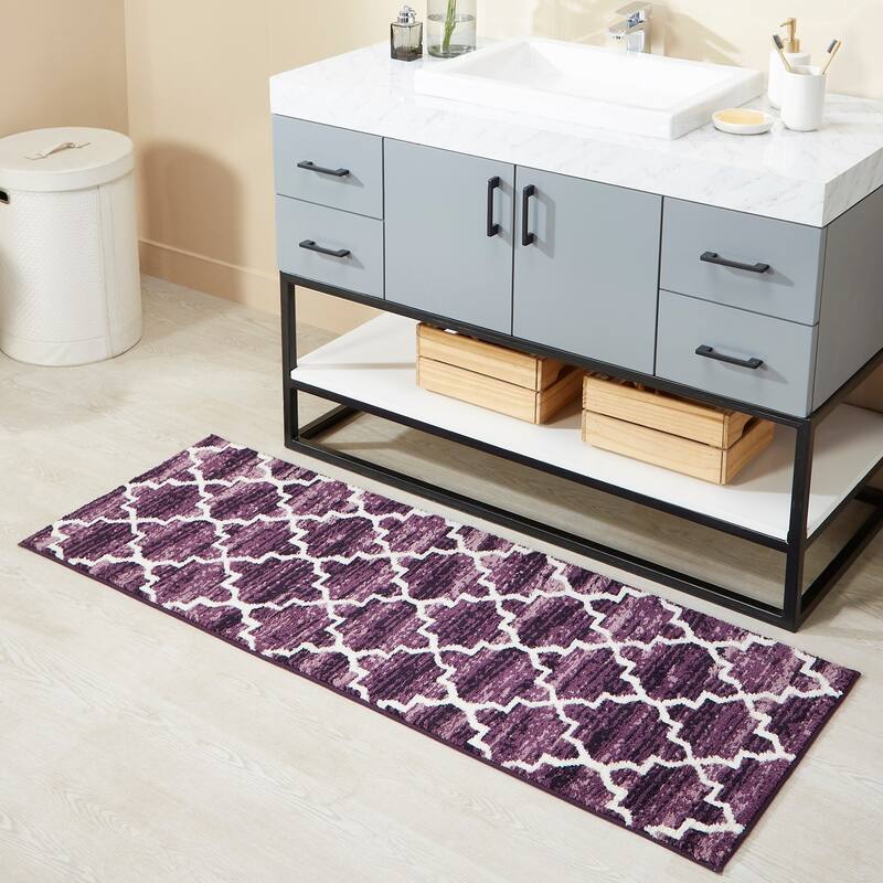Better Trends Savio Collection 4 & 5 Pc Set Bathroom Rug - 100% Micro Polyester with Gel Foam Backing, Machine Washable Bath Mat