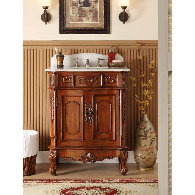 30" Old Timer Classic Ellenton Bathroom Sink Vanity & Mirror Set - Brown