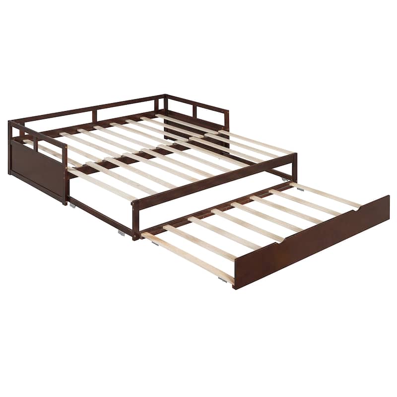 Wooden Daybed with Pull-Out Trundle, Expandable from Twin to King