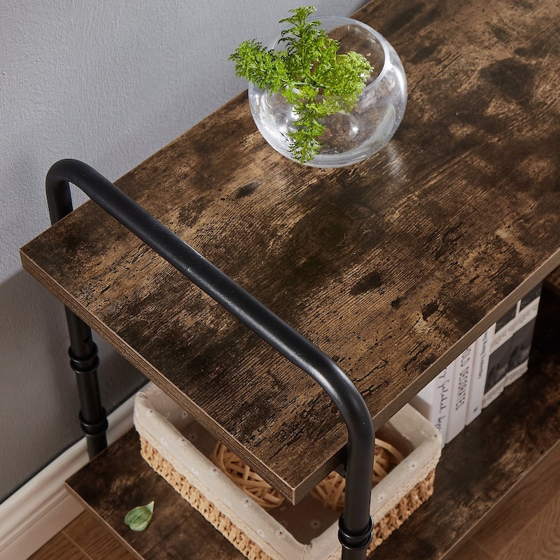 VECELO 55/63/71 Inch Industrial TV Stand with Open Storage for TV up to 71 inch Entertainment Center TV Console Table