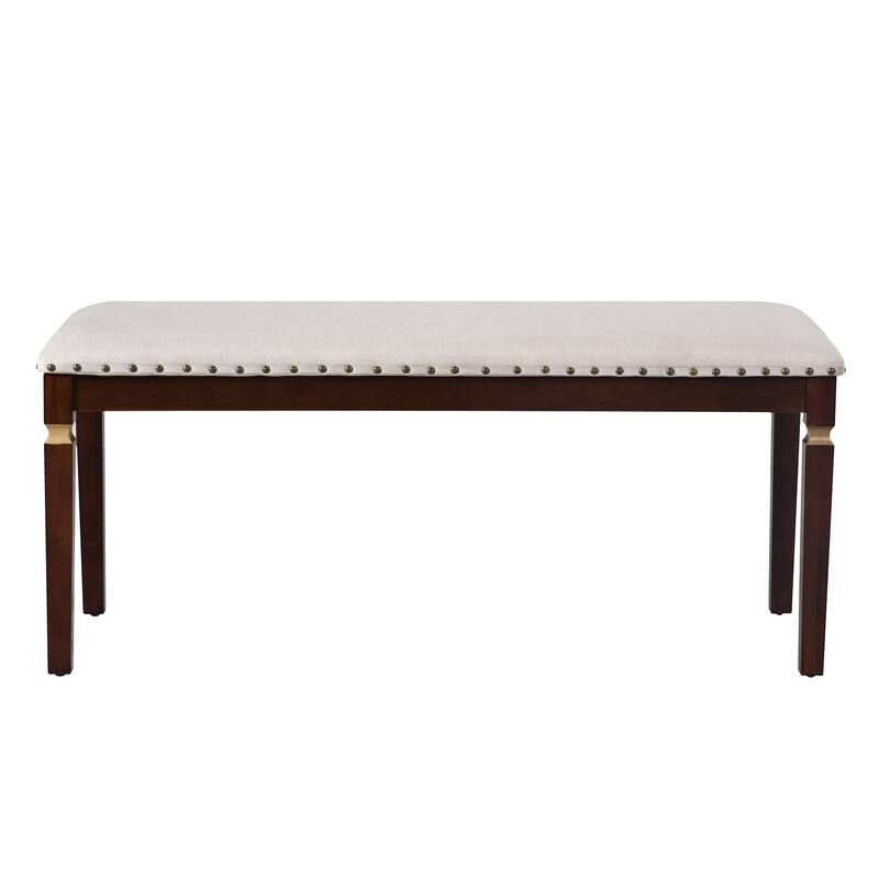 6-Piece Wood Dining Table Set, Kitchen Table Set with 4 High-Back Upholstered Chairs and Bench for Living Room