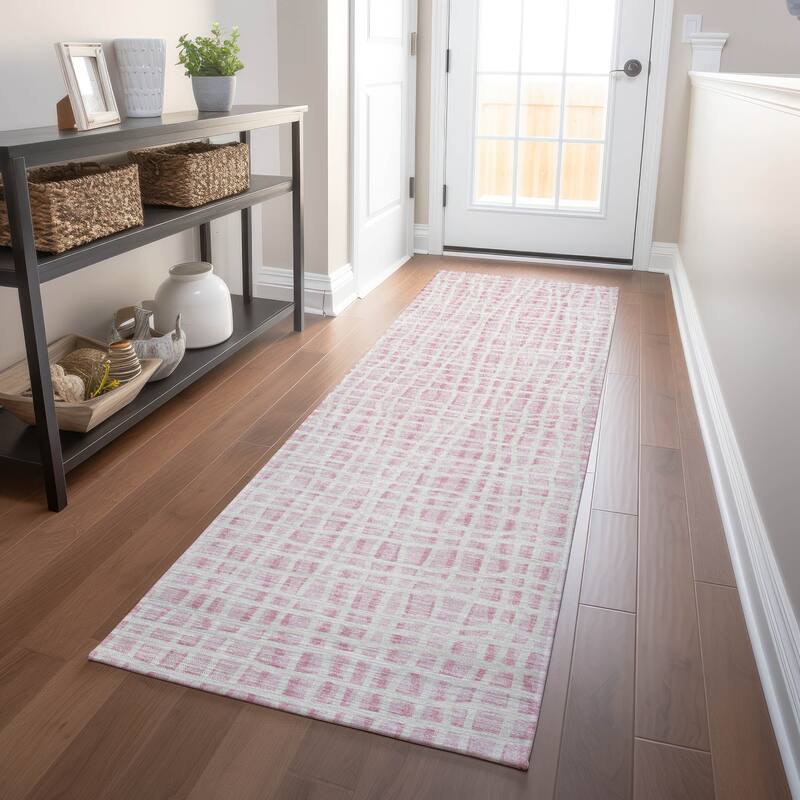 Premium Washable Super Soft Modern Lines Mayfield Rug - Pink - 2' 3" x 7' 6" - Runner