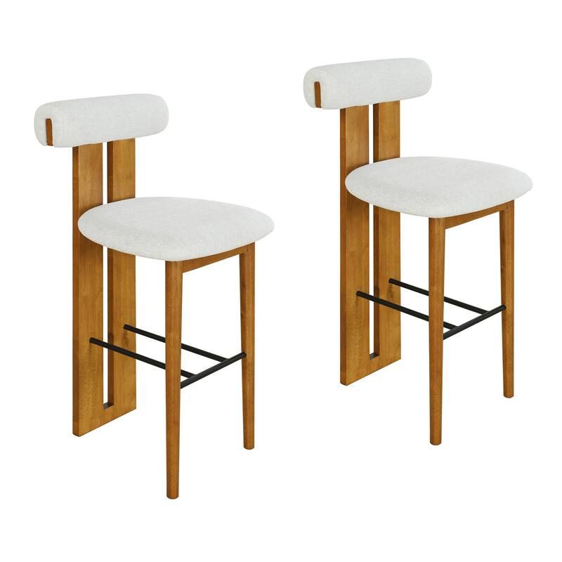 Roomfitters Renee Indoor Wooden Barstools with Cloud-Top Backrest, Set of 2 - Set of 2