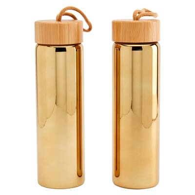 ROVE 23oz Gold Mirror Mirror Borosilicate Glass Water Bottle - Set of 2