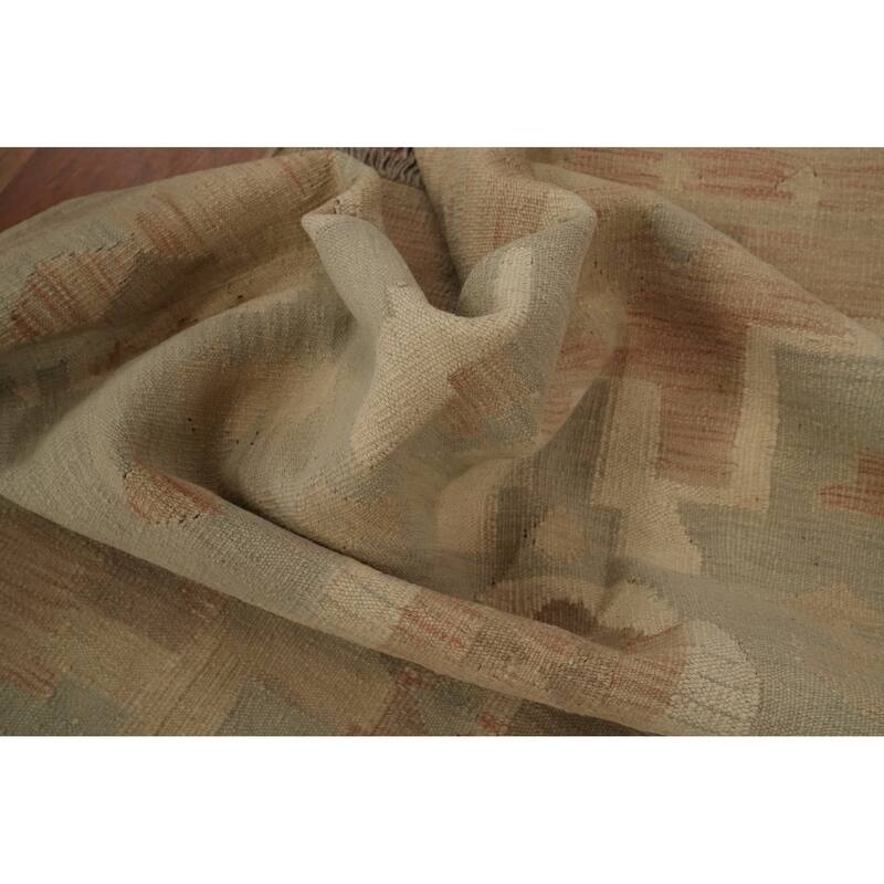 Hand Woven Oriental 100% Wool Carpet Southwestern Tribal Greys & Charcoal Kilim Area Rug - 7' 10'' X 5' 1''