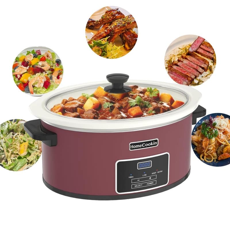 6 QT Digital Programmable Slow Cooker with Removable Crock