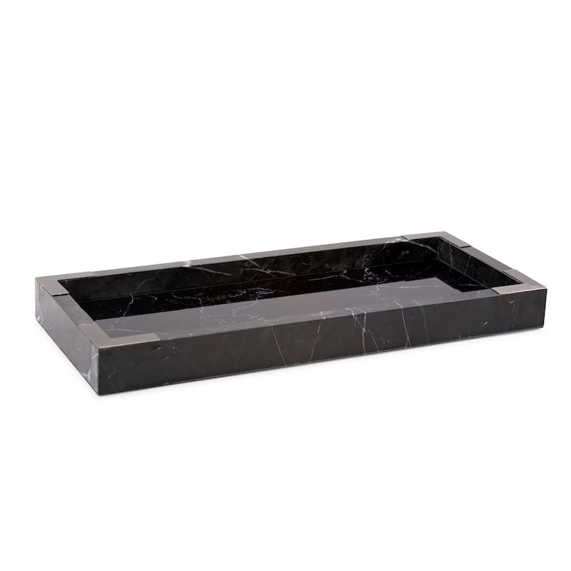 Allan Andrews Mirrored Marble Tray with Brushed Brass Accents - N/A