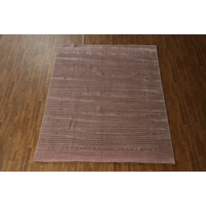Hand Knotted Oriental 100% Wool Carpet Tribal Tribal Brown Gabbeh Area Rug - 9' 7'' X 8' 0''