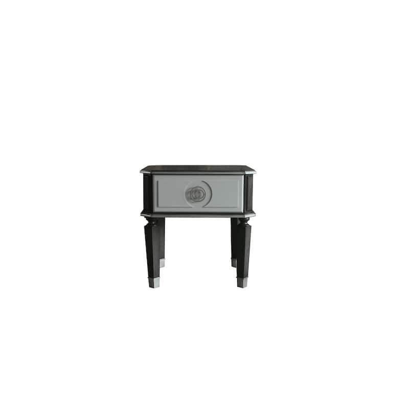 24" Modern Charcoal Square Wood Side End Table with Light Grey Drawer for Living Room or Bedroom - 24"L x 24"W x 24"H