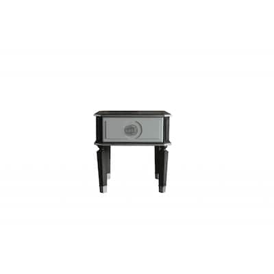 24" Modern Charcoal Square Wood Side End Table with Light Grey Drawer for Living Room or Bedroom - 24"L x 24"W x 24"H