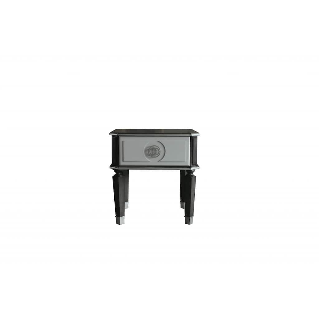 24" Modern Charcoal Square Wood Side End Table with Light Grey Drawer for Living Room or Bedroom - 24"L x 24"W x 24"H