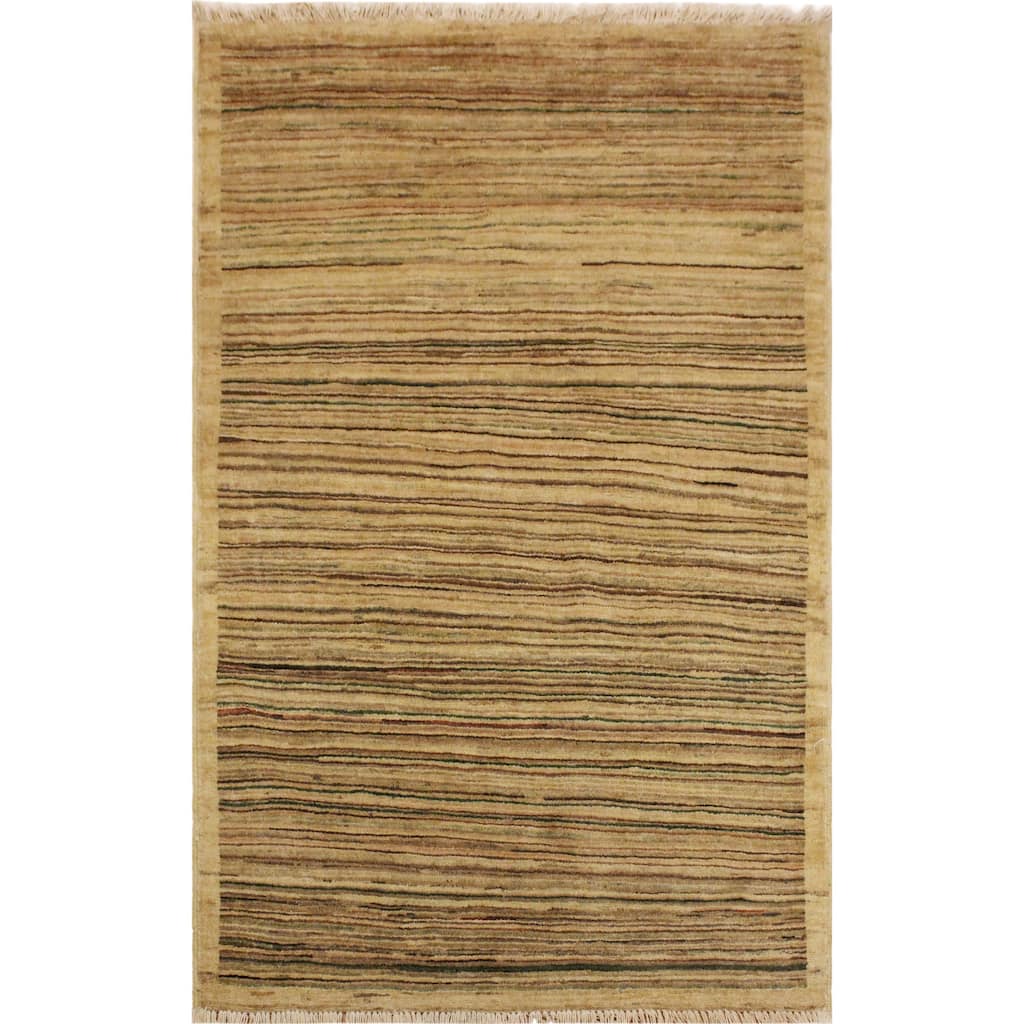 Modern Minimalist Gabbeh Hand Knotted Wool Area Rug