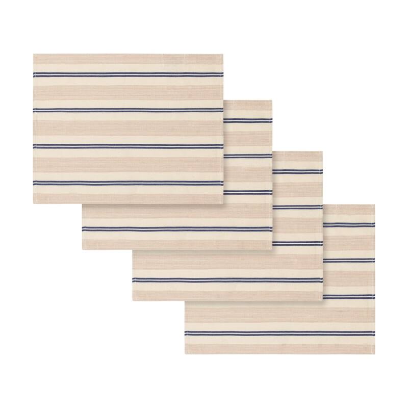 French Home Set of 4 Cream, Blue, and Pink Striped Placemats
