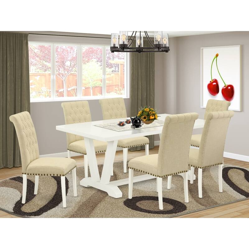 Modern 7-Piece Dining Set - Rectangular Table & 6 Dining Chairs - Hardwood Construction - 72