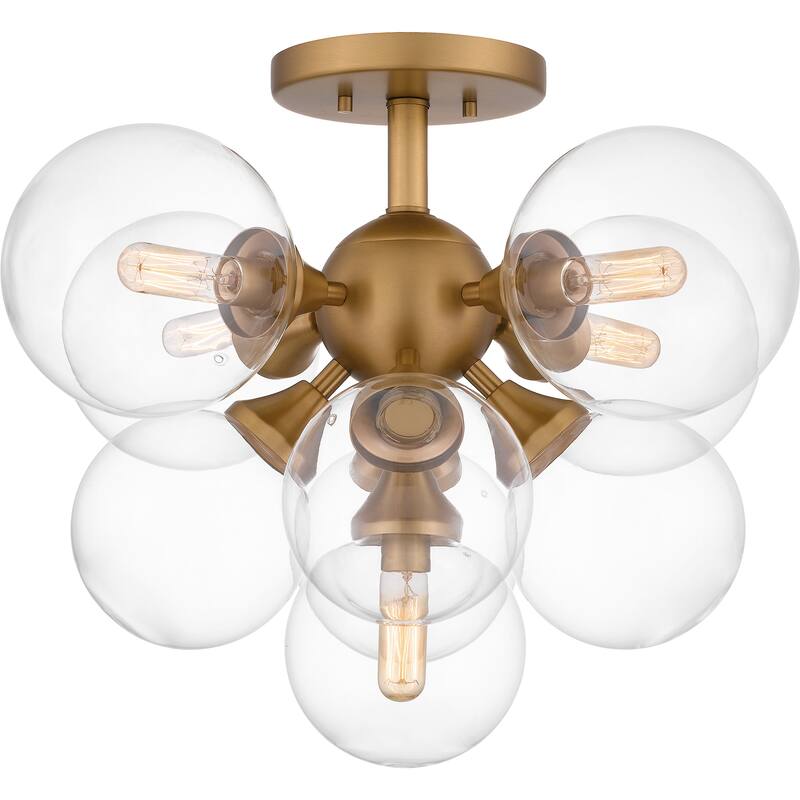 Glinda 5-Light Brushed Weathered Brass Semi-Flush Mount Light