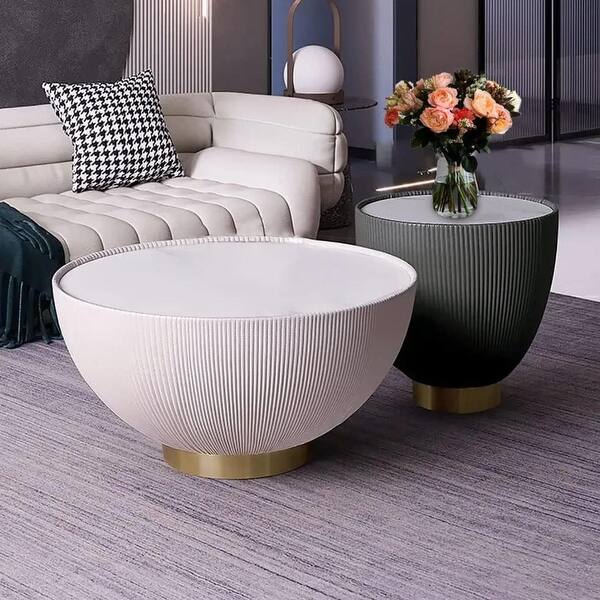 First of a Kind Modern White Drum Coffee Table - Stylish Home Decor - N ...