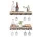 Rustic Luxe Solid Wood Wall Mounted Wine Glass Rack, Set of Two - 24W - Grey
