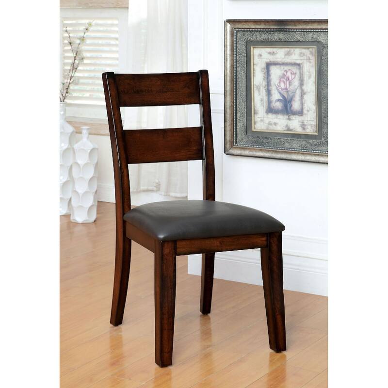 2pcs Wood Kitchen Dining Chairs with Padded Leatherette Seats