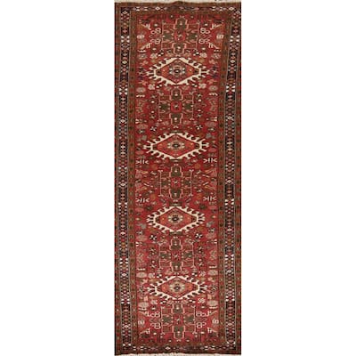 Tribal Gharajeh Persian Runner Rug Handmade Red Wool Carpet - 2'4" x 9'4"