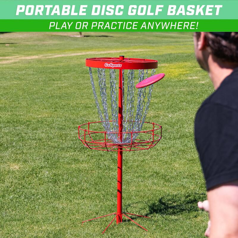 GoSports Regulation Disc Golf Basket - 24 Chain Portable Target