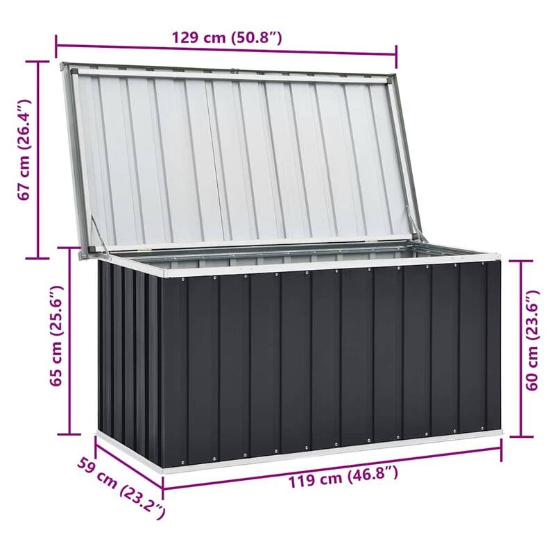 vidaXL Storage Box Anthracite Galvanized steel, plastic Medium - 50.8 x 50.8 x 25.6