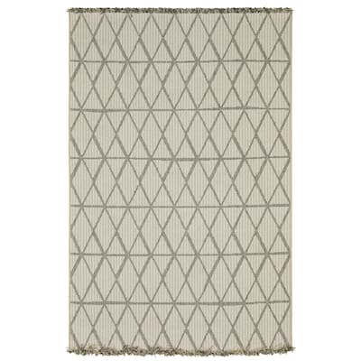 Style Haven Grayton Diamond Lattice Beige/ Black Indoor-Outdoor Fringe Edge Rug