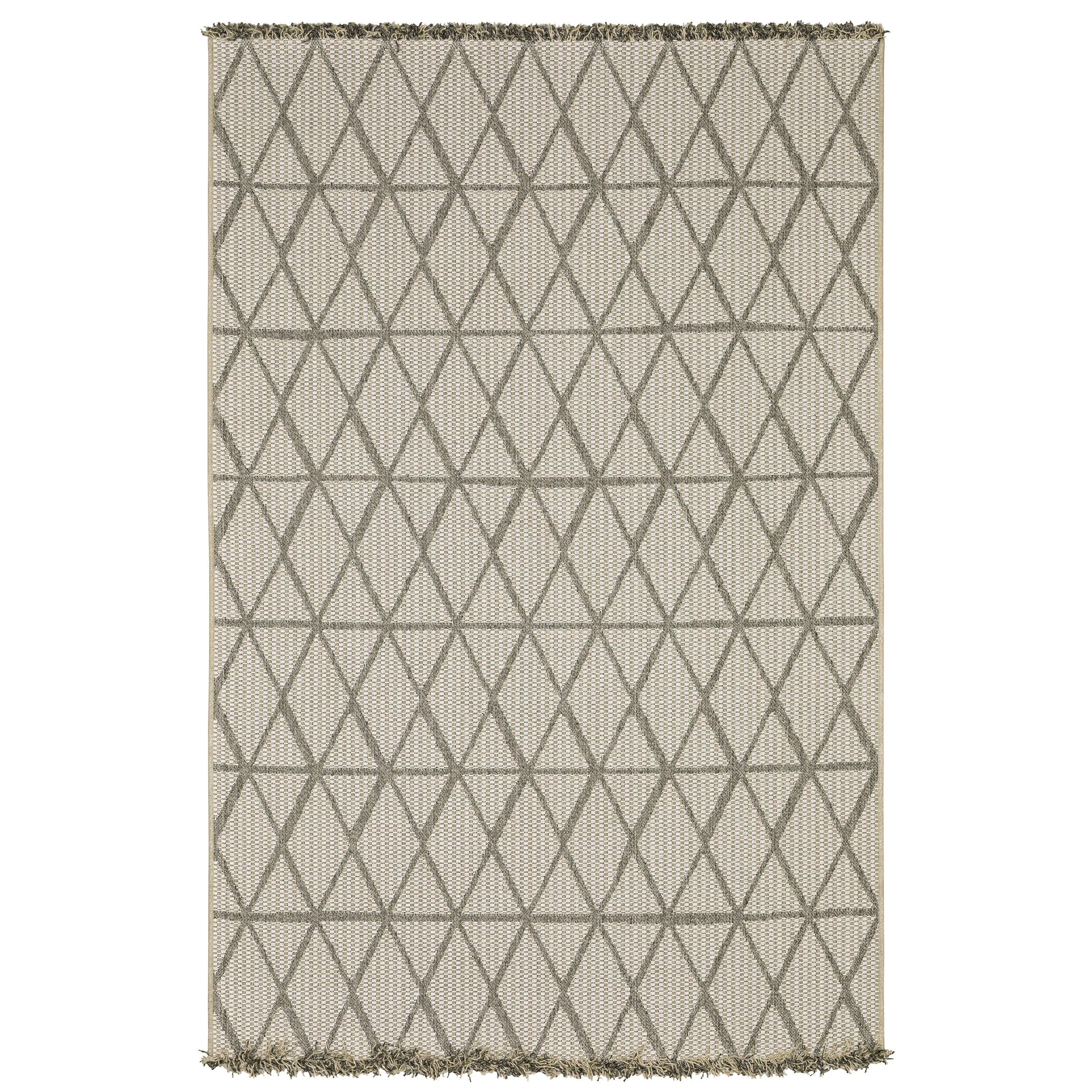 Style Haven Grayton Diamond Lattice Beige/ Black Indoor-Outdoor Fringe Edge Rug
