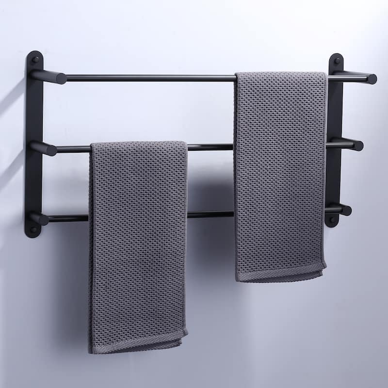 WOWOW 3-Tier Wall Mounted Towel Rack in Brushed Nickel