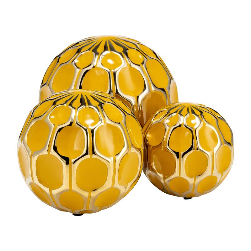 Accented Abstract Modern Coastal Decorative Orbs Set of 3