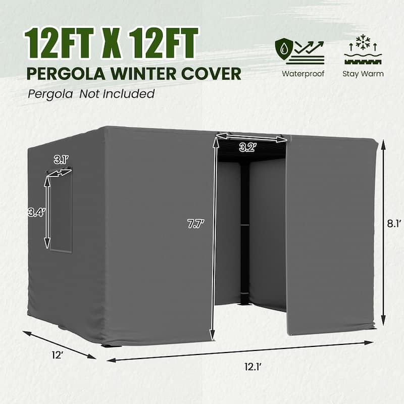 Outdoor Louvered Pergola with Optional Winter Cover Accessory | Adjustable Aluminum Hardtop Gazebo Includes Curtains & Netting