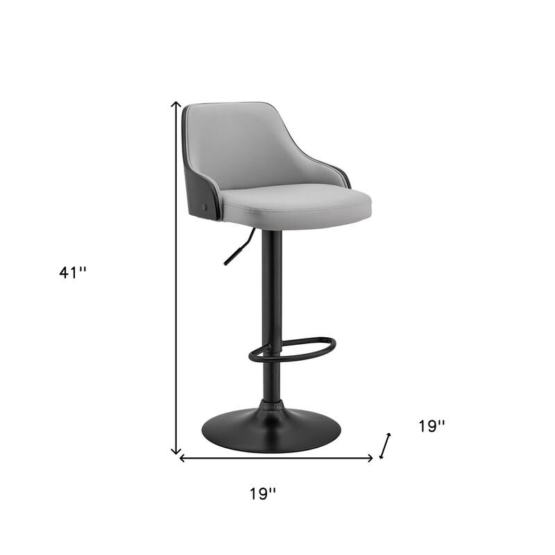 24" Gray And Black Iron Swivel Adjustable Height Bar Chair - Grey and Black