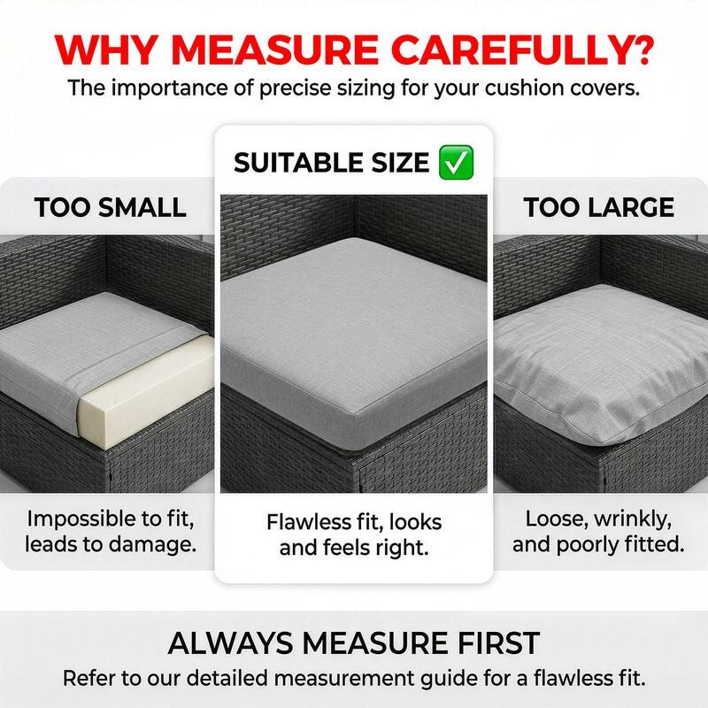 FINCATI 25.6" × 25.6" Outdoor Cushion Cover, Replacement Slipcover for Sofa Cushions, Patio Seat Cover 25.6 Inches (COVER ONLY!)