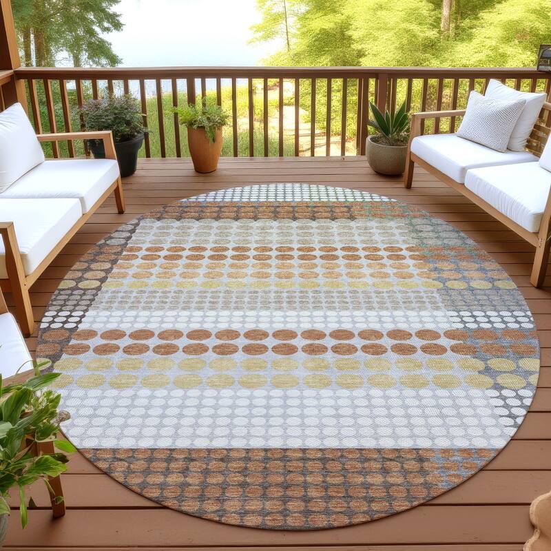 Machine Washable Indoor/ Outdoor Casual Dotty Chantille Rug - Paprika - 8' x 8'