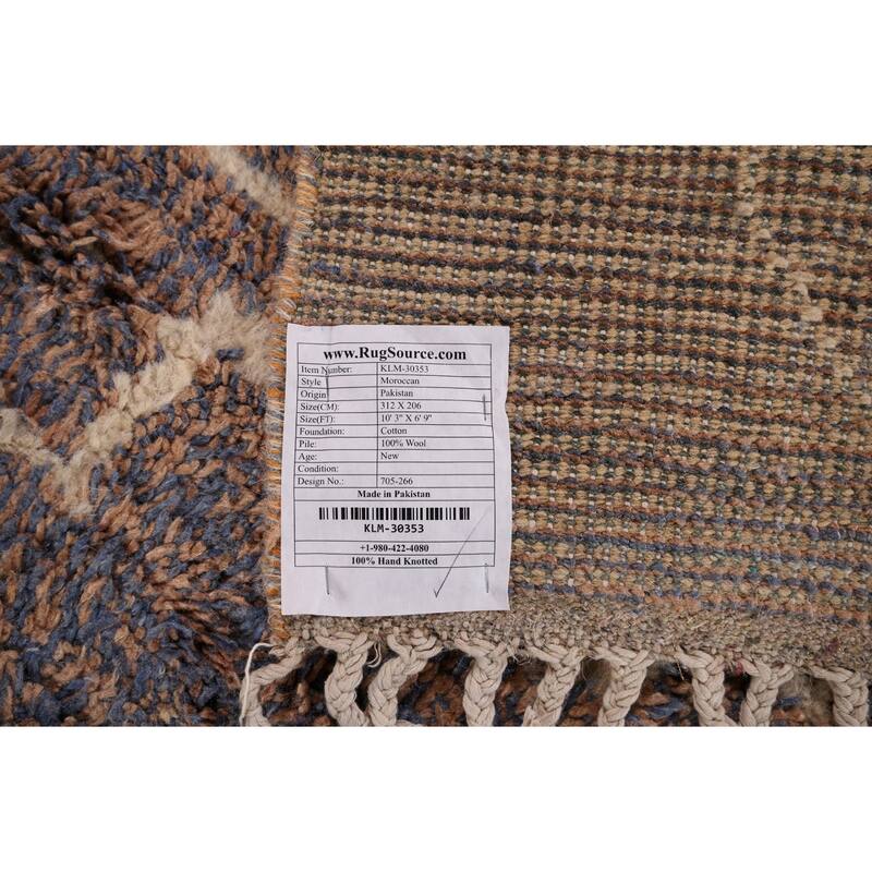 Plush Moroccan Area Rug Hand-Knotted Wool Carpet - 6'9" x 10'3"