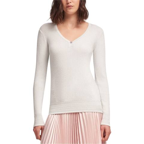 DKNY Womens Rhinestone Pullover Sweater, Metallic, Large