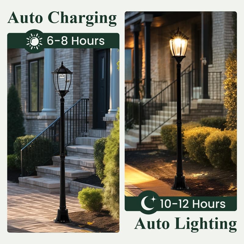 68.9" Outdoor Solar Lamp Post Integrated LED Light - 68.9“