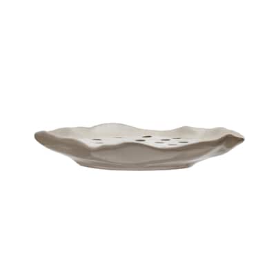 Stoneware Soap Dish with Removable Tray - Ivory - 6.3"L x 5.0"W x 1.0"H