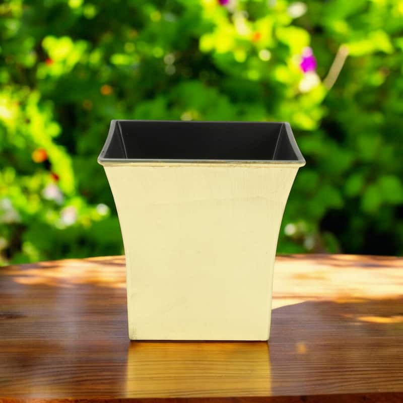 HomeRoots 7" Gold Recycled Plastic Indoor Outdoor Square Pot Planter - Gold