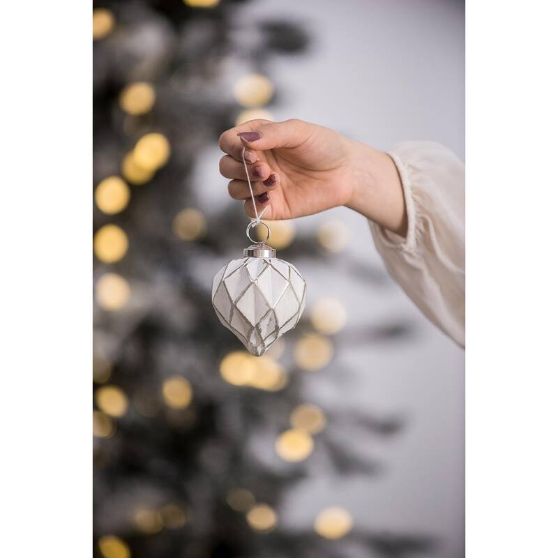 D2.8x3"H Christmas Ball Ornaments, Glass Decorative Hanging Ball Christmas Tree Ornaments for Holiday, Set of 6