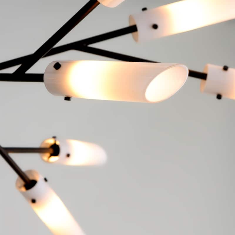 High Line Dark Bronze Chandelier with Opal White Glass