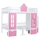 preview thumbnail 6 of 7, Pink Full-over-Full Bunk Bed with Changeable Table, Bunk Bed Turn into Upper Bed and Down Desk