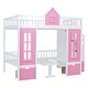 preview thumbnail 6 of 7, Pink Full-over-Full Bunk Bed with Changeable Table, Turn into Upper Bed and Down Desk with 2 Drawers