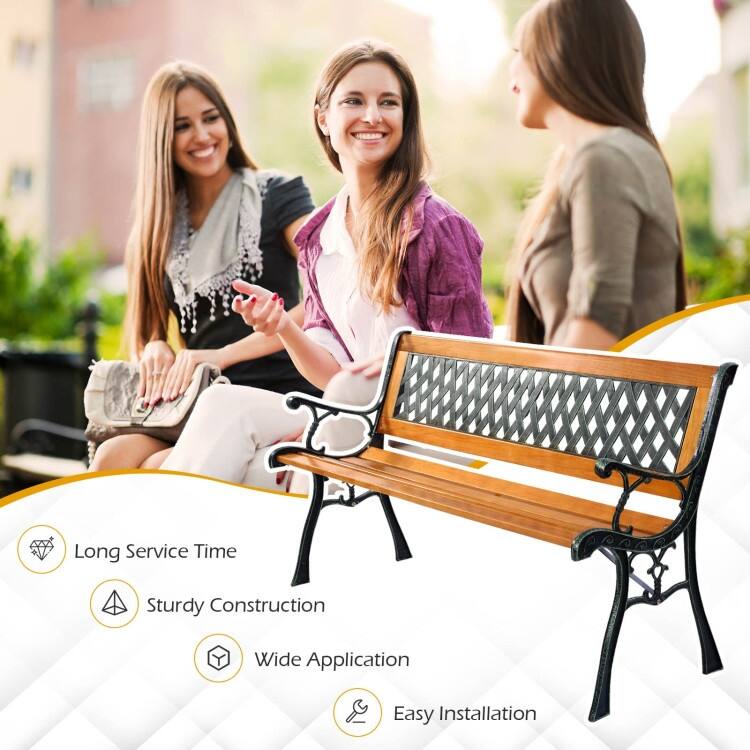 Outdoor Cast Iron Patio Bench - 49.5" x 20.5" x 29"