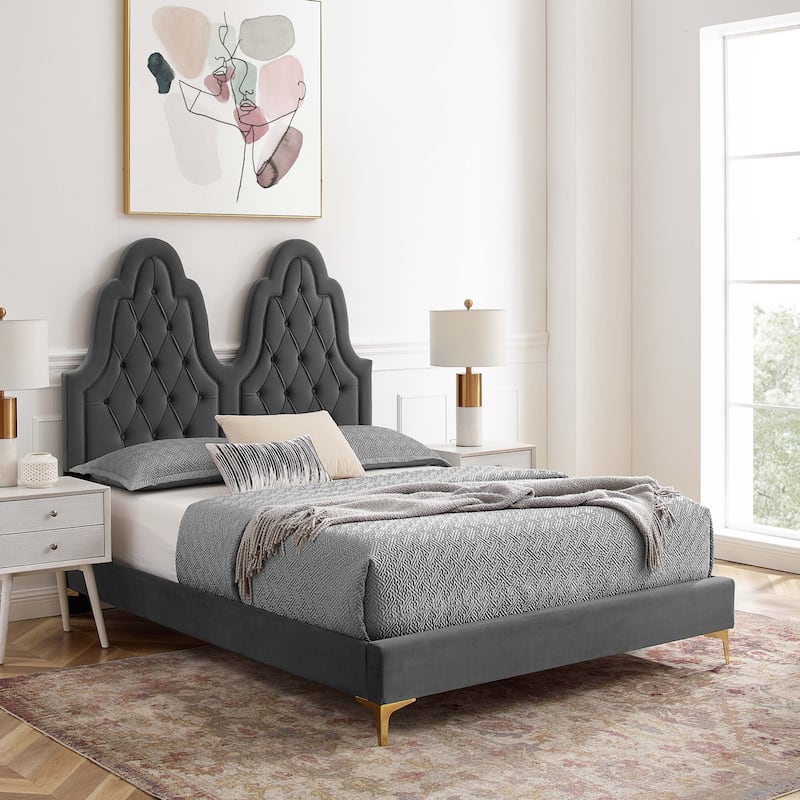 Alexandria Tufted Performance Velvet King Platform Bed
