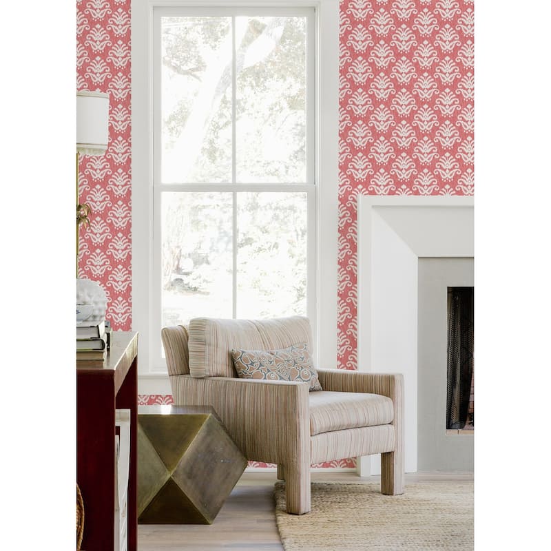A-Street Prints Keaton Coral Medallion Wallpaper