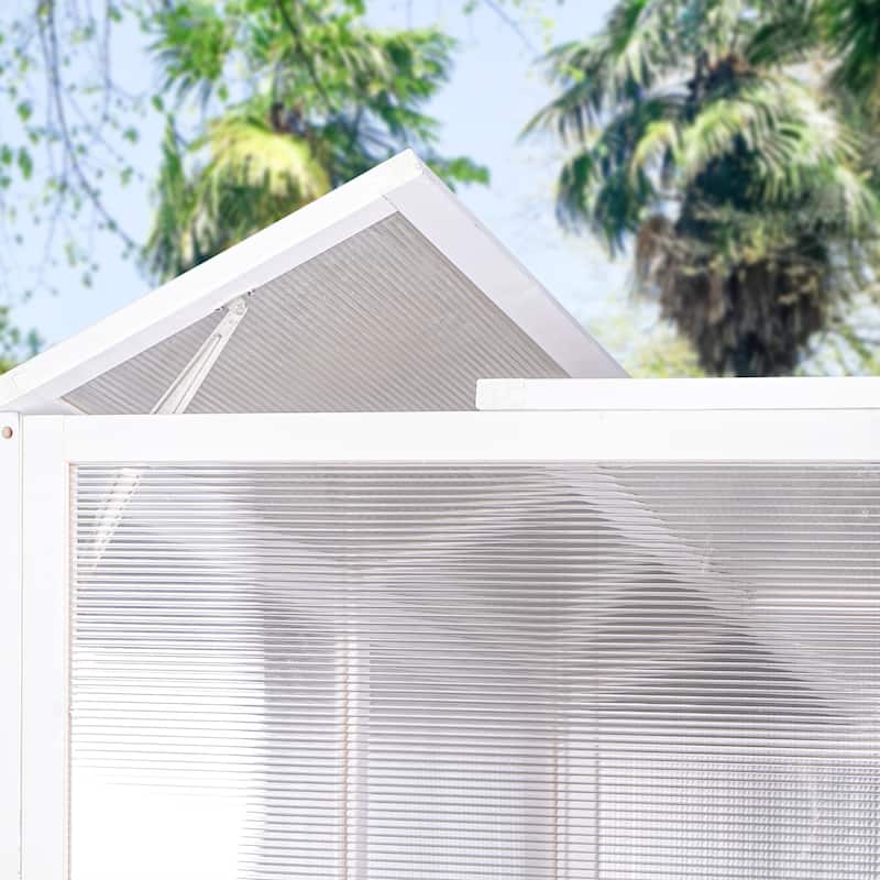 Wooden Greenhouse Polycarbonate Garden Shed for Plants, 76''x48''x86'' Walk-in Grow House