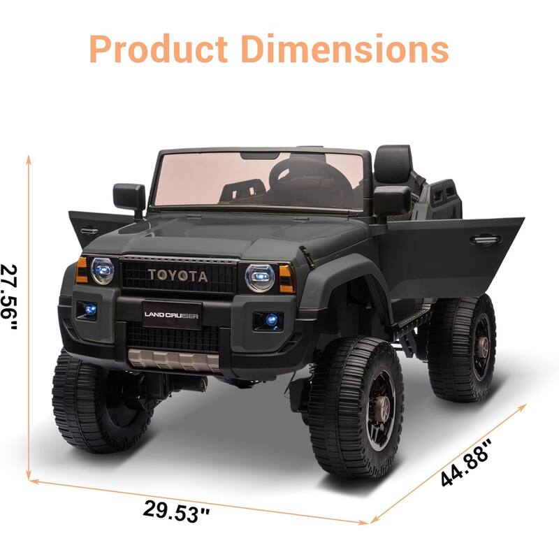 24v Ride On Toys for Big Kids,Licensed Toyota 2-Seater w/Remote Control, 4WD/2WD Switch, LED Lights